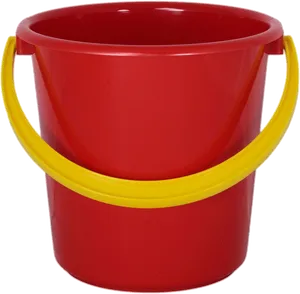 Red Plastic Bucket Yellow Handle.png PNG image