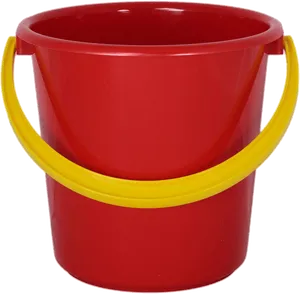 Red Plastic Bucketwith Yellow Handle.png PNG image