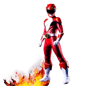 Red Power Ranger With Fire Background PNG 87