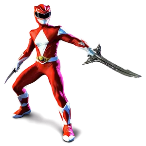 Red Power Ranger With Sword Drawn PNG Apj PNG