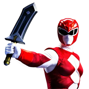 Red Power Ranger With Sword Drawn PNG Dxc PNG
