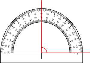 Red Protractor Outlineon Black Background PNG image