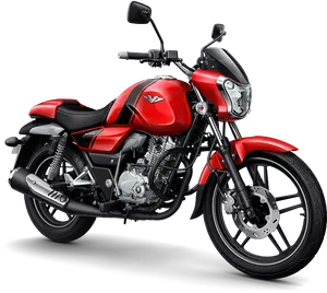 Red Pulsar Motorcycle Studio Shot PNG image