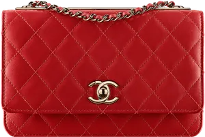 Red Quilted Designer Chain Purse PNG image