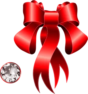 Red Ribbon Diamond Graphic PNG image