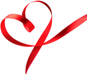 Red Ribbon Heart Shaped Against Black Background PNG image