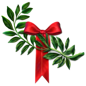 Red Ribbon With Leaves Png 50 PNG image