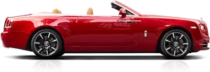 Red Rolls Royce Dawn Convertible Side View PNG image