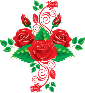Red Rose Vector Floral Design PNG image