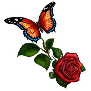 Red Rose With Butterfly PNG 05242024 PNG