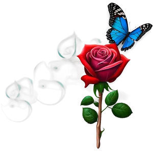 Red Rose With Butterfly PNG Uvw49 PNG