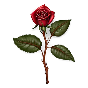 Red Rose With Leaves PNG 3 PNG