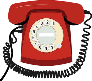 Red Rotary Phone Illustration PNG image