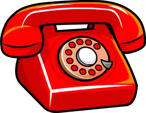 Red Rotary Phone Illustration PNG