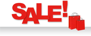 Red Sale Signand Shopping Bags PNG image