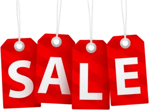 Red Sale Tags Hanging
