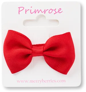 Red Satin Hair Bow Primrose Packaging PNG image