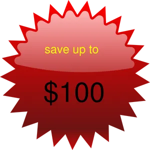 Red Save Up To100 Dollars Starburst PNG image