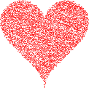 Red Scribble Hearton Black Background