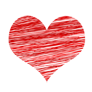 Red Scribble Hearton Black Background