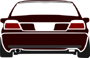 Red Sedan Rear View Silhouette