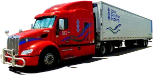 Red Semi Truckwith White Trailer PNG image