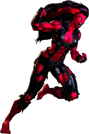 Red She Hulk Action Pose PNG image