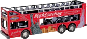 Red Sightseeing Open Top Bus Model PNG image