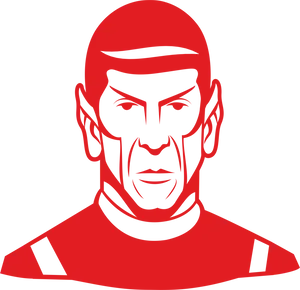 Red Silhouette Spock Vector PNG image