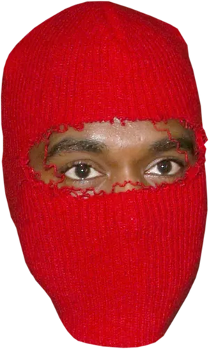 Red Ski Mask Eyes Peering Out PNG image