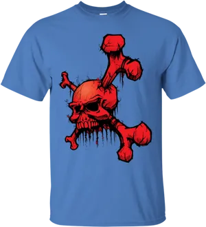 Red Skull Crossbones Tshirt Design PNG image