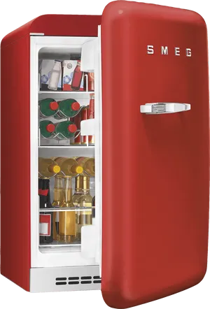 Red Smeg Fridge Open Door PNG