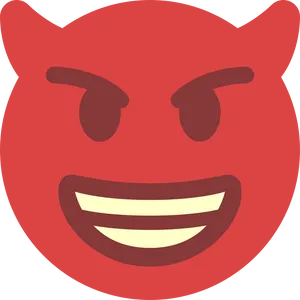Red Smiling Devil Emoji PNG image