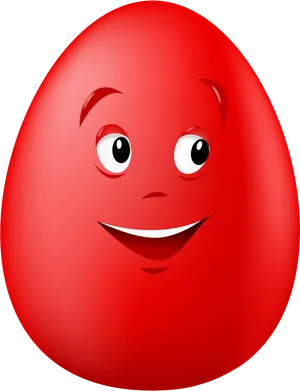 Red Smiling Egg Character PNG image