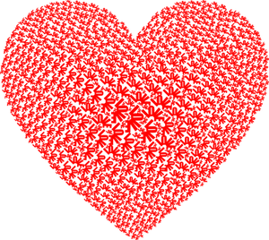 Red Snowflake Heart Pattern