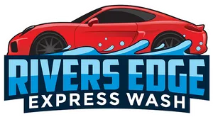 Red Sports Car Rivers Edge Express Wash Logo PNG image