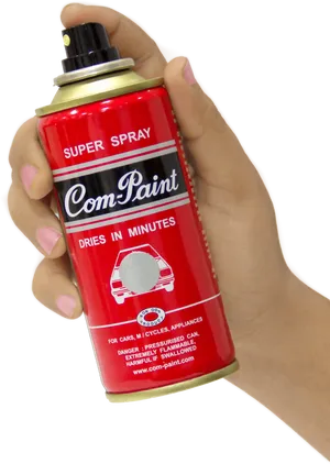 Red Spray Paint Can Heldin Hand