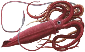 Red Squid Illustration PNG image