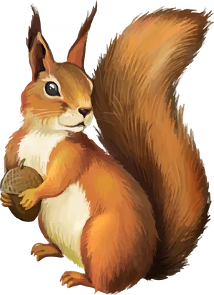 Red Squirrel Holding Nut