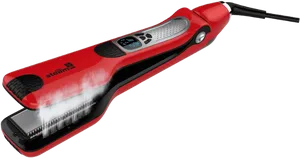 Red Steam Hair Straightener PNG image