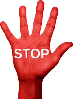 Red Stop Hand Sign PNG image