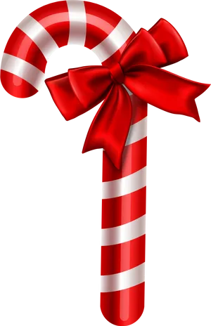 Red Striped Candy Canewith Bow PNG image
