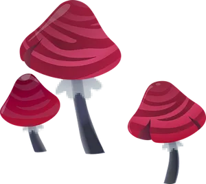 Red Striped Cartoon Mushrooms PNG image