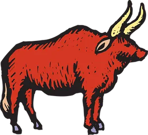 Red Stylized Bull Illustration