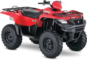 Red Suzuki King Quad A T V PNG image