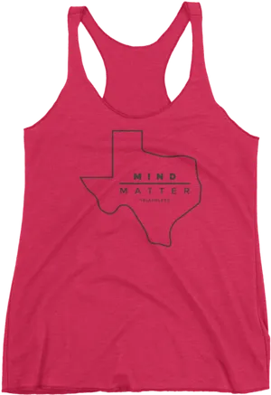 Red Tank Top Texas Mind Over Matter PNG image