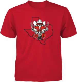 Red Texas Outline Cowboy T Shirt Design PNG image