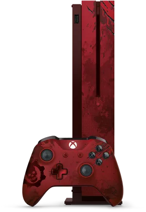 Red Themed Xbox Controllerand Console PNG image