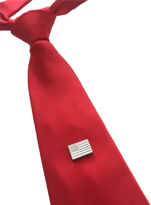 Red Tie Silver Tie Clip PNG image