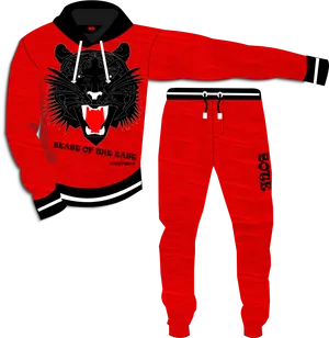 Red Tiger Graphic Sweatsuit Set